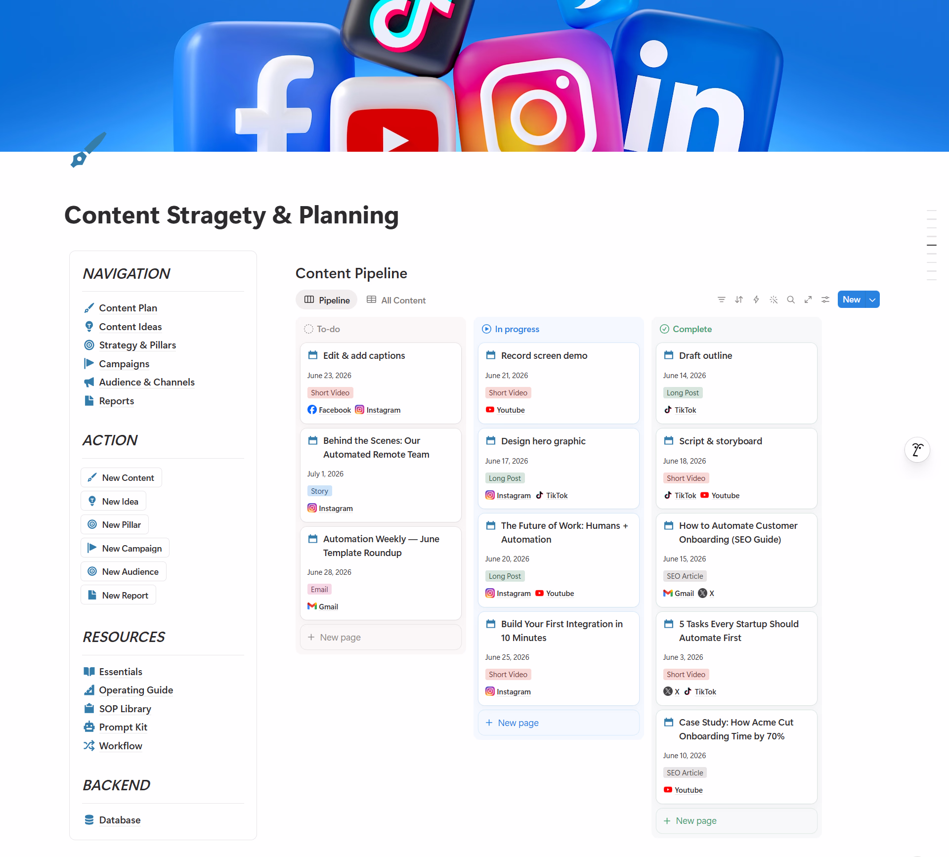 Content Planner Notion Template