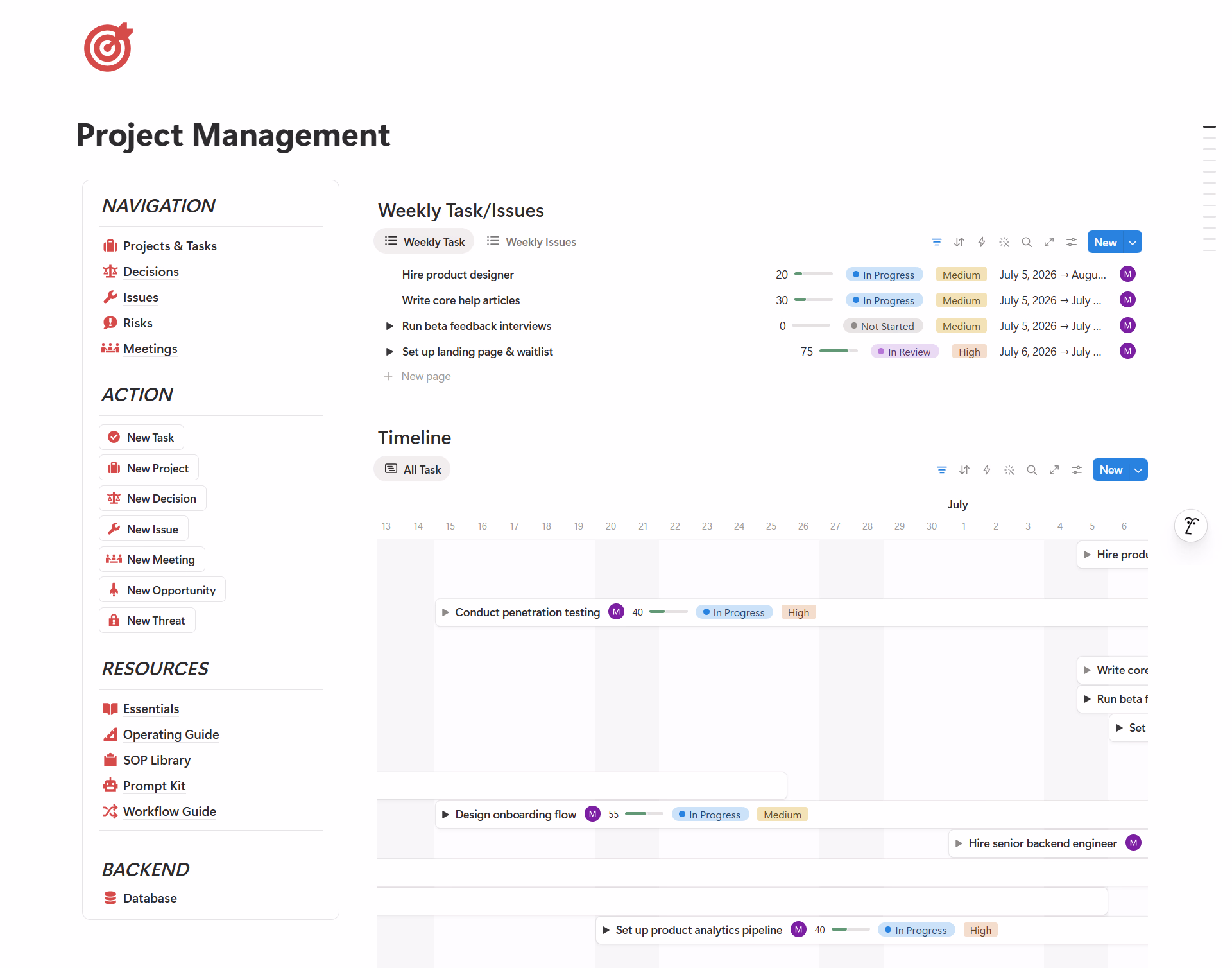 Project Management Notion Workspace