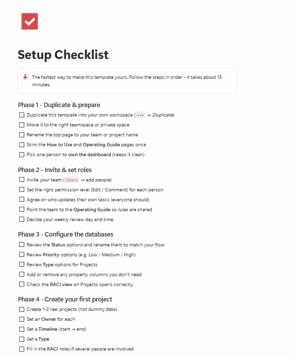 Setup Checklist & Study Case